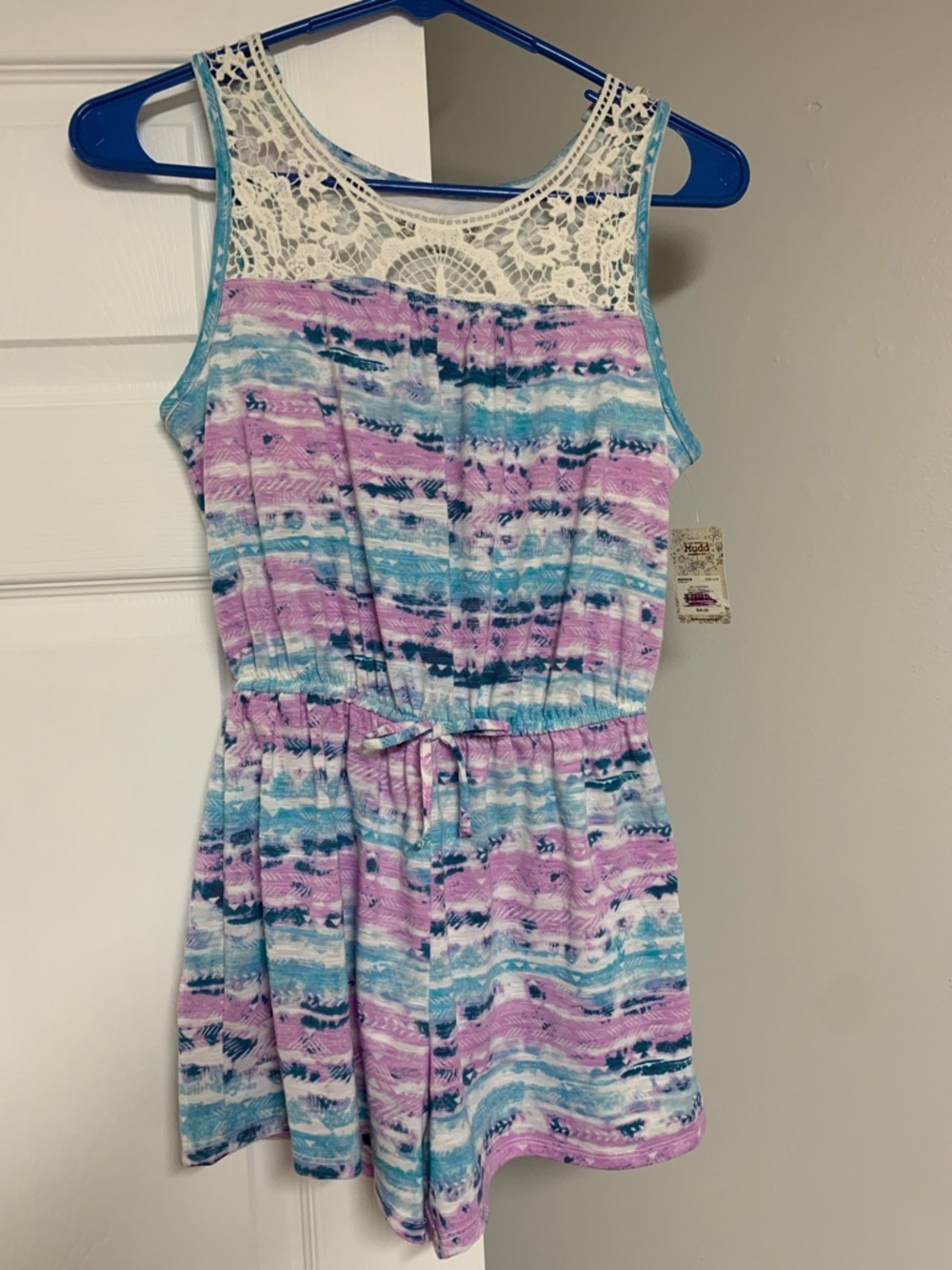 Mudd Girls Pastel Tie-Waist Sleeveless Romper